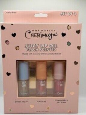 Max Makeup Cherimoya Juicy Lip Oil Set — Peach Scented (3-Pack)